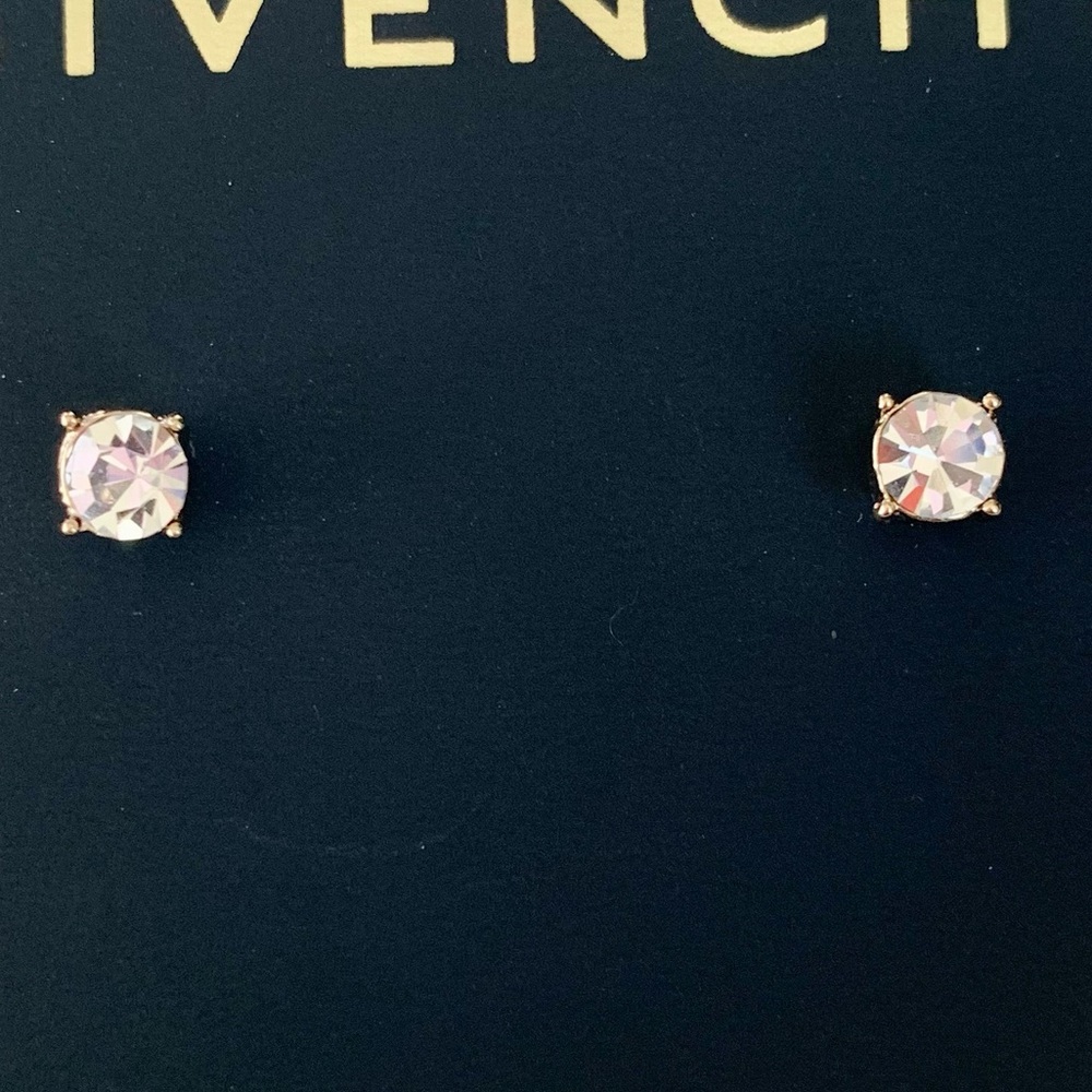 Givenchy Earrings New Stud Gold tTone and Cubic Zirconia - Picture 2 of 3